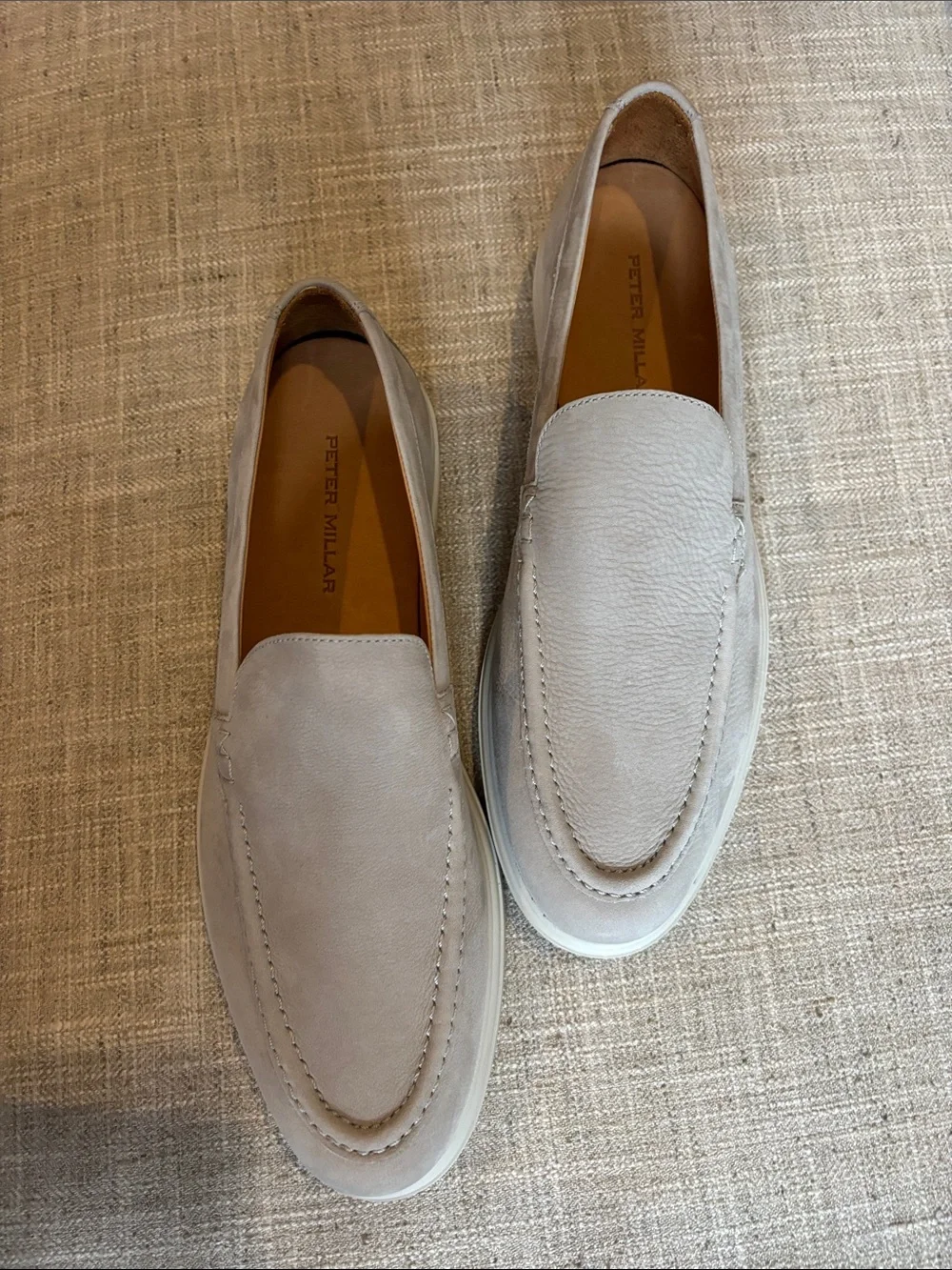 Peter Millar Light Taupe Suede Slip-On Loafers